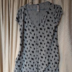 Shorty Romper With Cute Cats Pattern